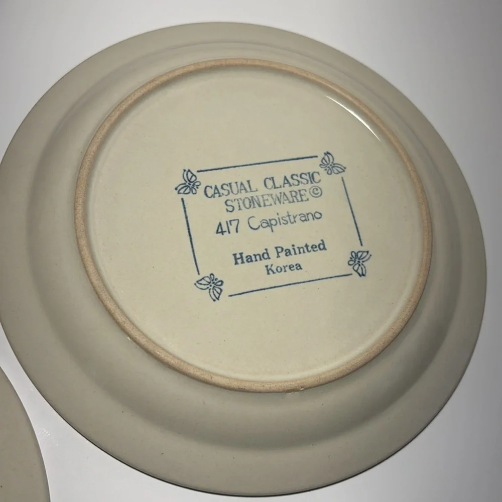 Dessert Lunch Plates Stoneware Casual Classic Daffodils Hand Painted Korea SO 4